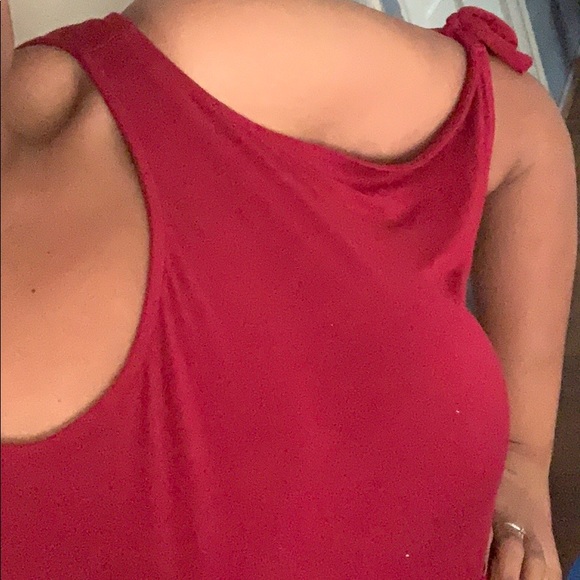 RED COLD SHOULDER JERSEY SKATER DRESS - Picture 4 of 7